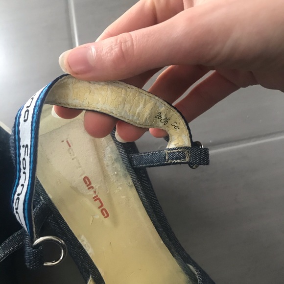 Vintage 90s Fornarina Denim Platform Wedge Sandals - Picture 4 of 9